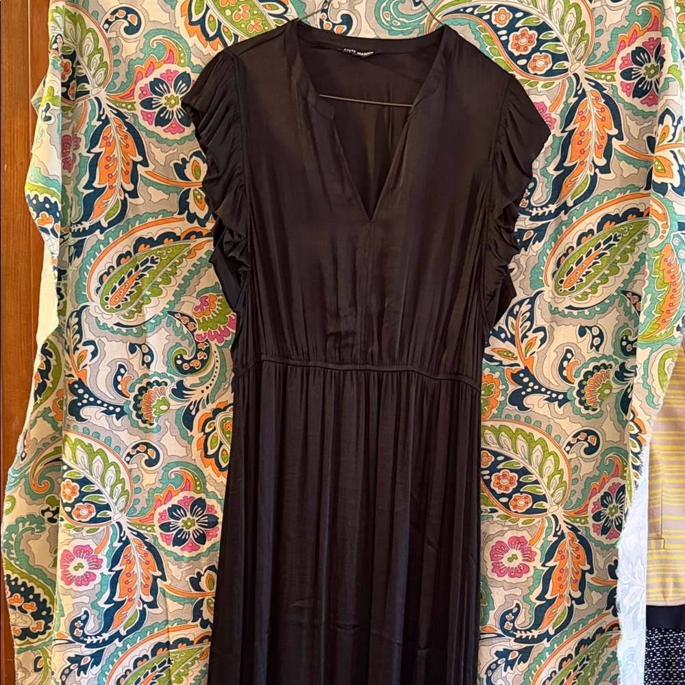 Steve Madden Black Midi Dress with Ruffle Sleeves Sz XL New without tags